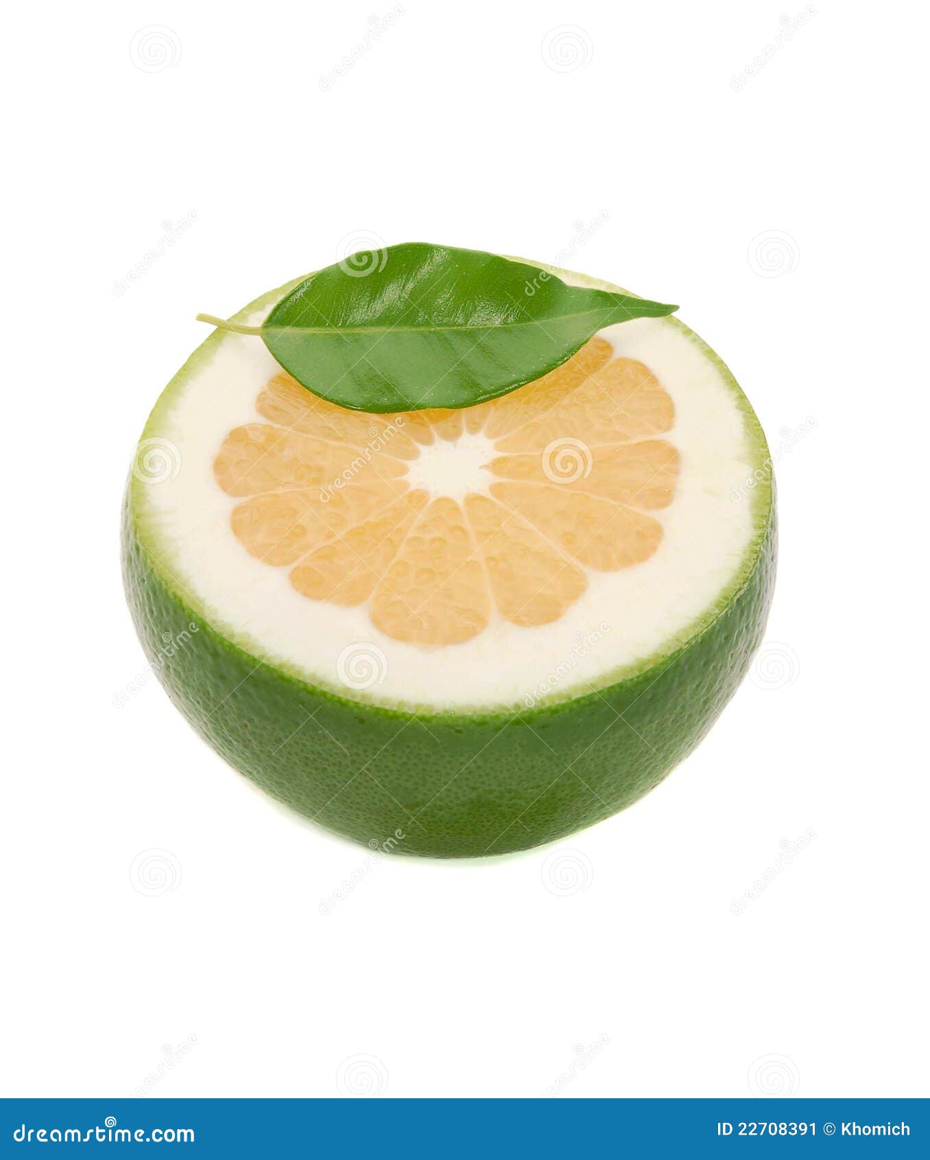 Mitad Del Pomelo Blanco Adornada Con La Hoja Imagen de archivo Imagen de pomelo, hojas 22708391