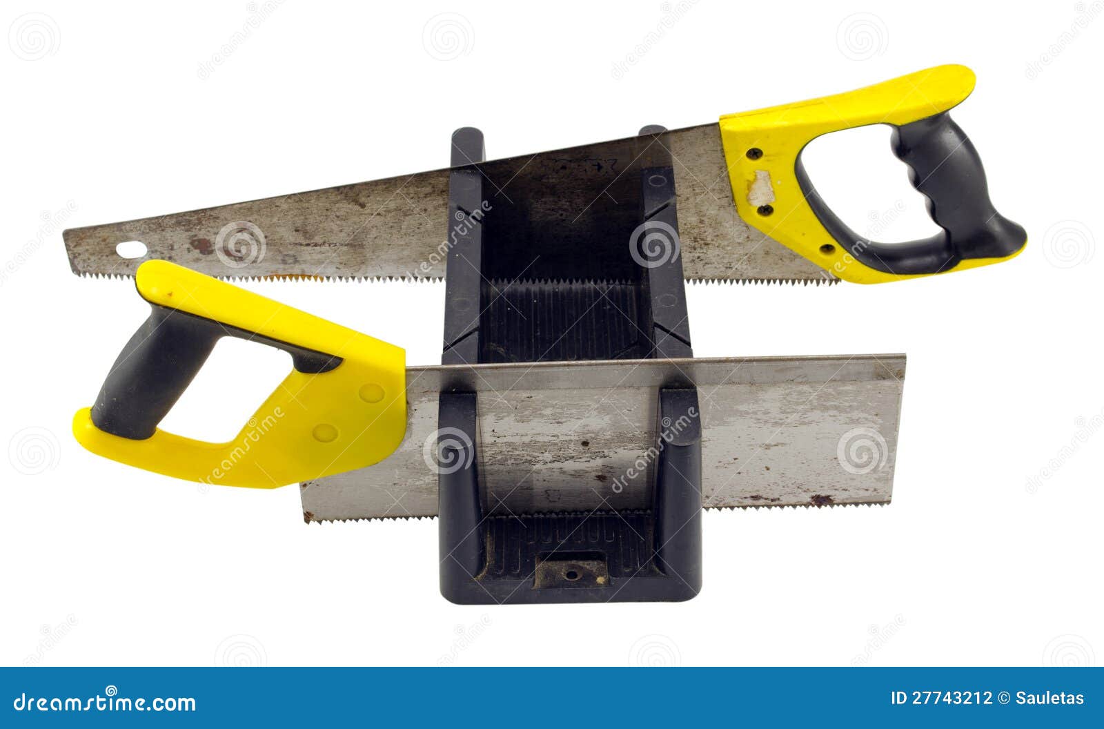 Miter Box Angle Cut Tool and Hand Saws on White Stock Photo Image of