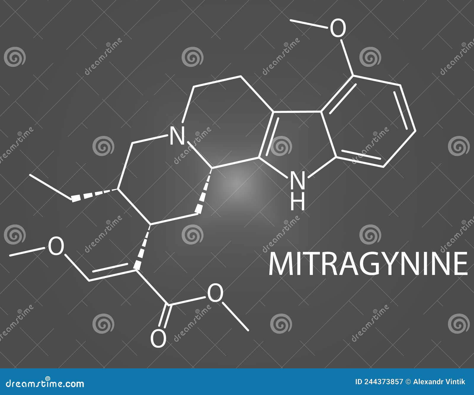 mitragynine molecule. skeletal formula.
