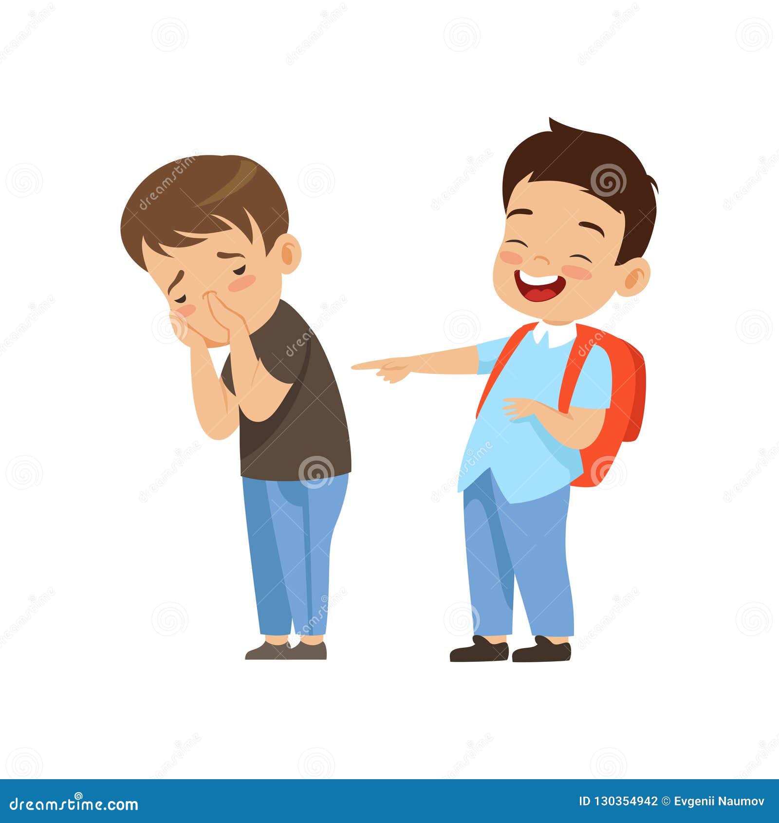Mitschuler Der Auf Traurigen Jungen Schlechtes Verhalten Konflikt Zwischen Kinder Gespott Und Vektor In Der Schule Einschucht Vektor Abbildung Illustration Von Zeichen Kind 130354942