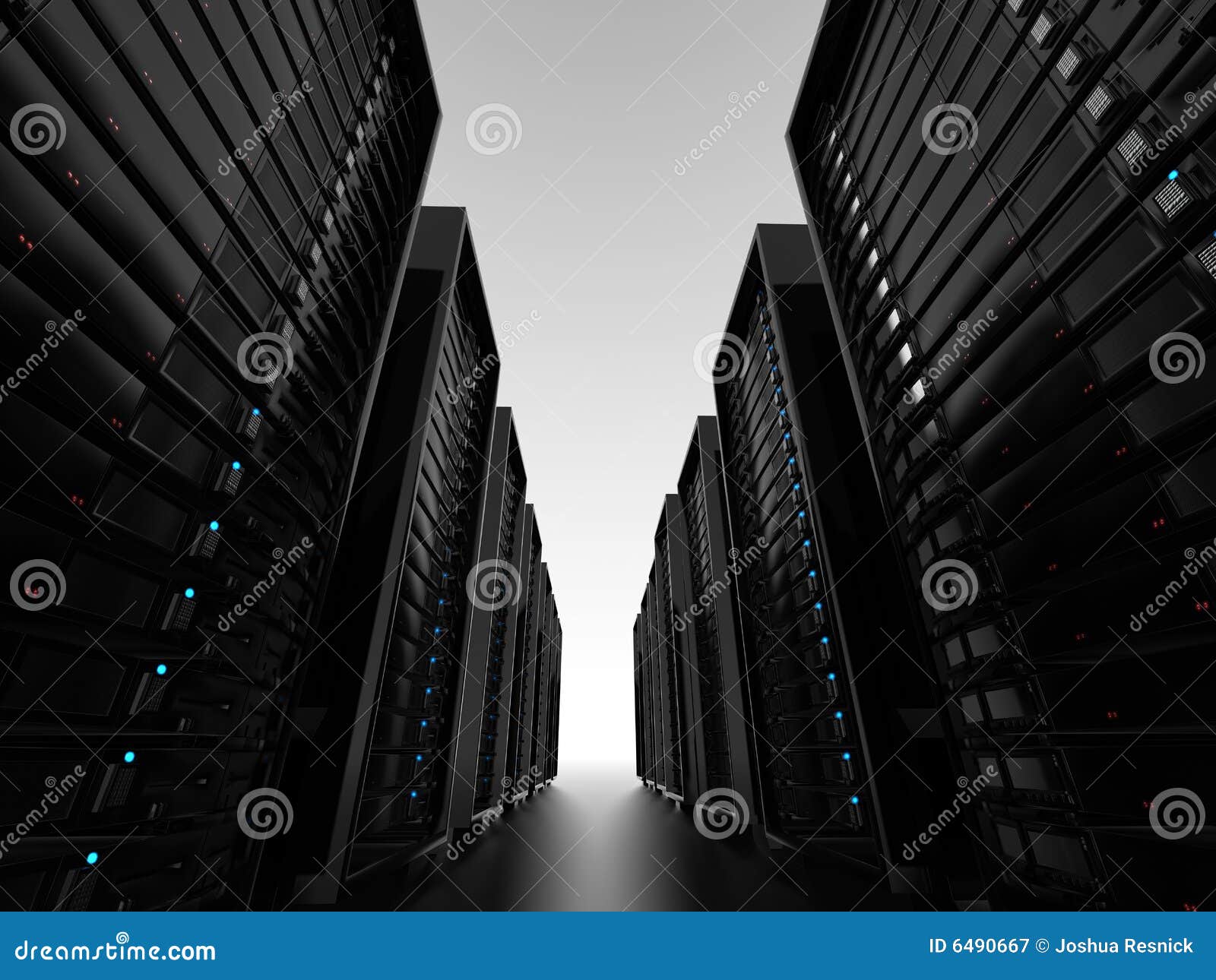 Mitten clusters dataserveren. 3d clusters illustrationserveren