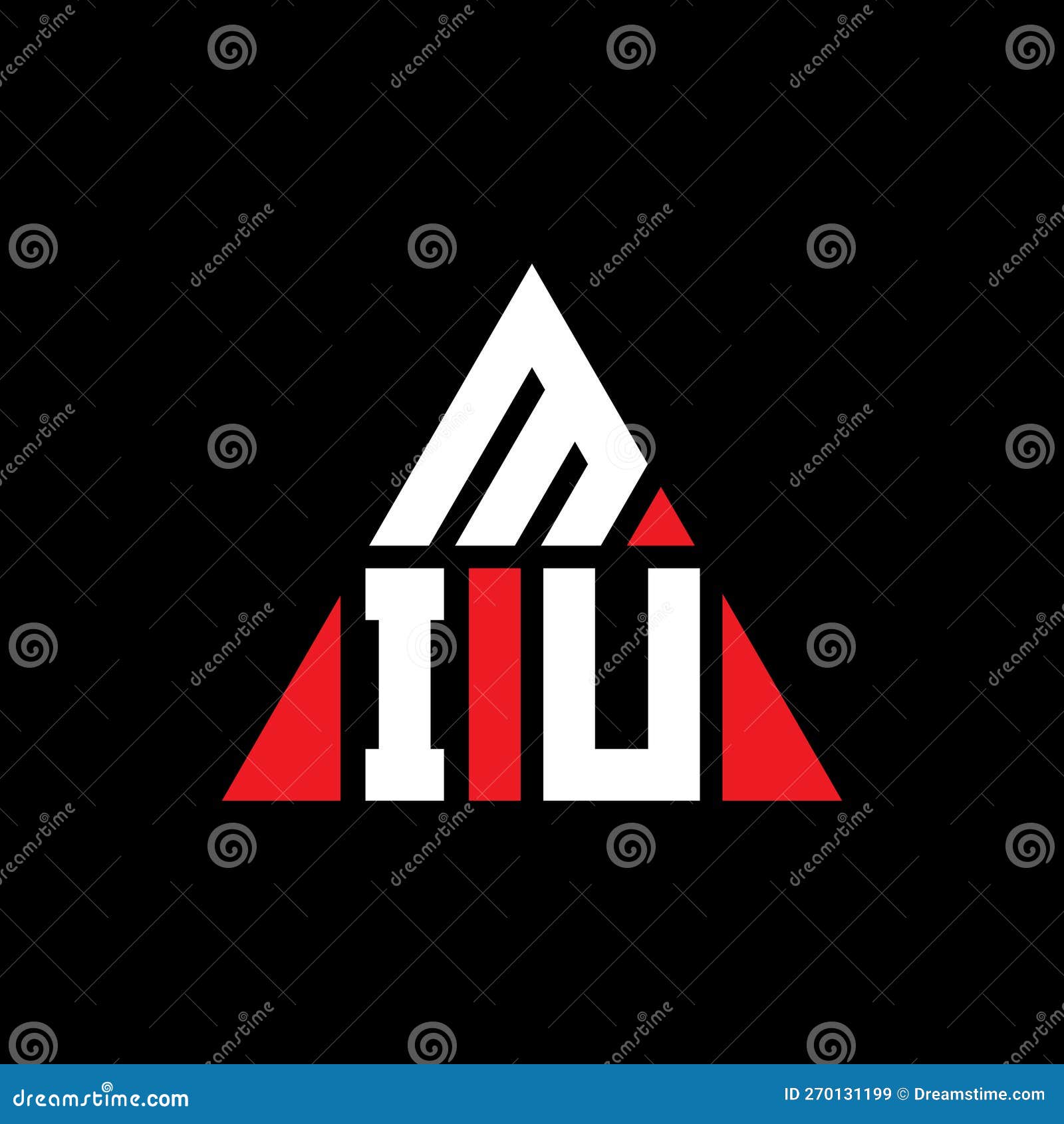 miu triangle letter logo  with triangle . miu triangle logo  monogram. miu triangle  logo template with red