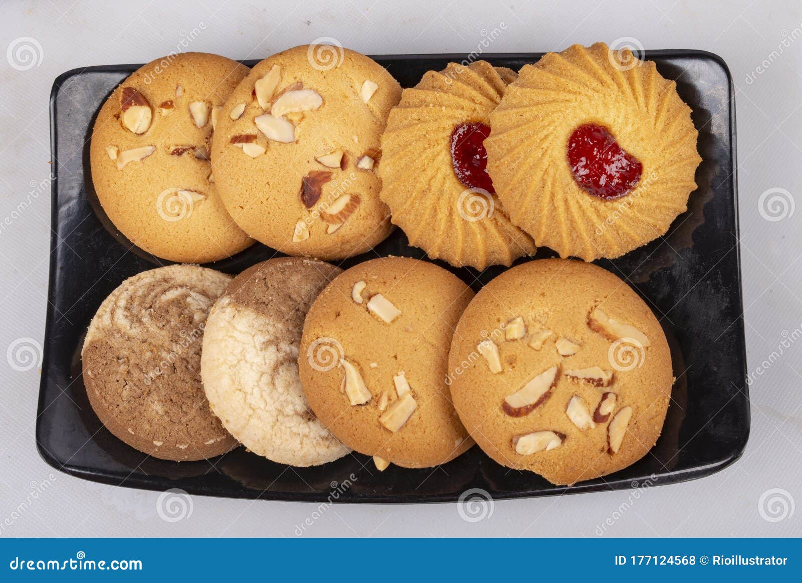 Mix Bakery Cookies Set with Black Tray in Land Scape Position Stock Photo Image of cocoa