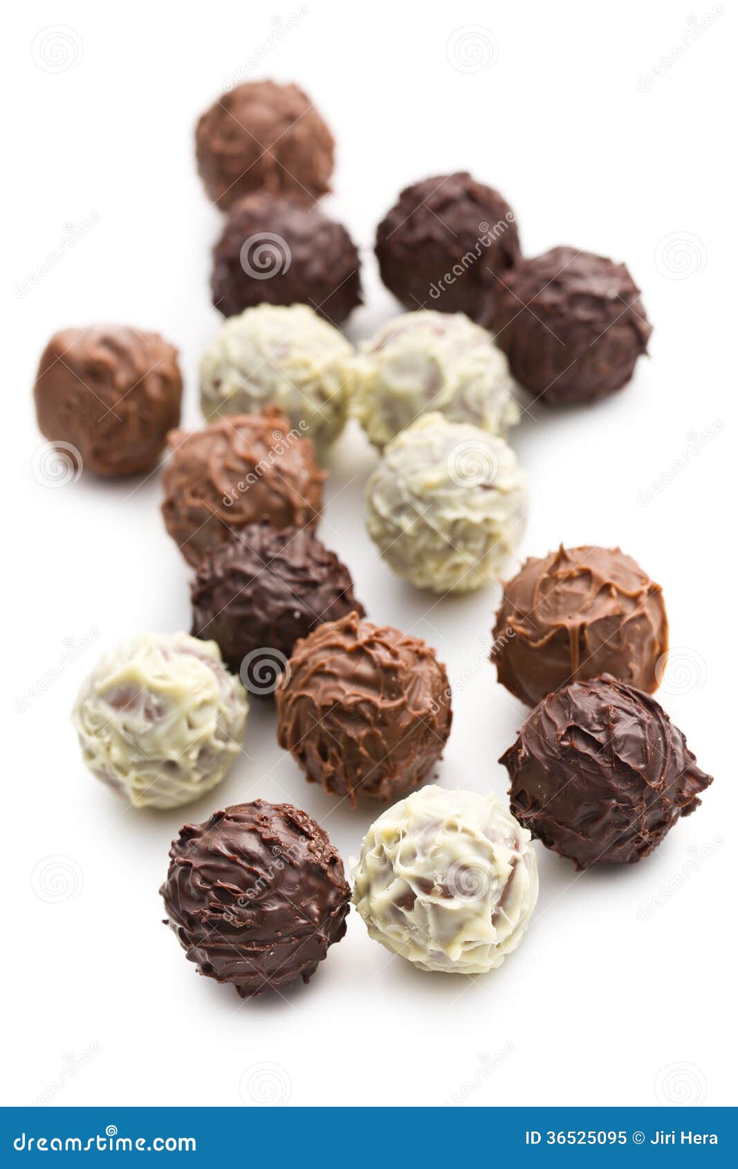Mix of chocolate truffles stock image. Image of nougat 36525095