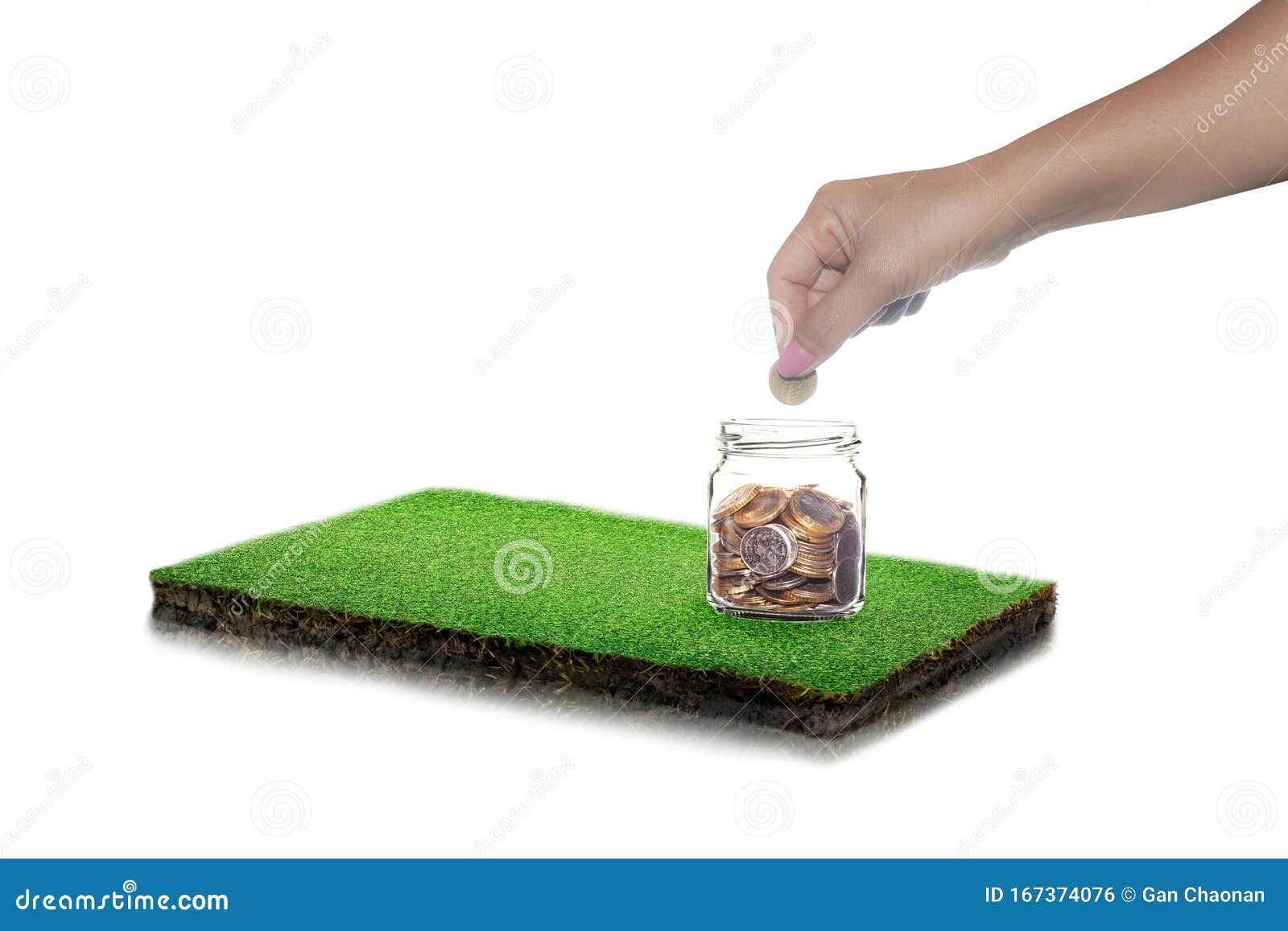 mix coins in clear bottle  on white background, business investment growth concept