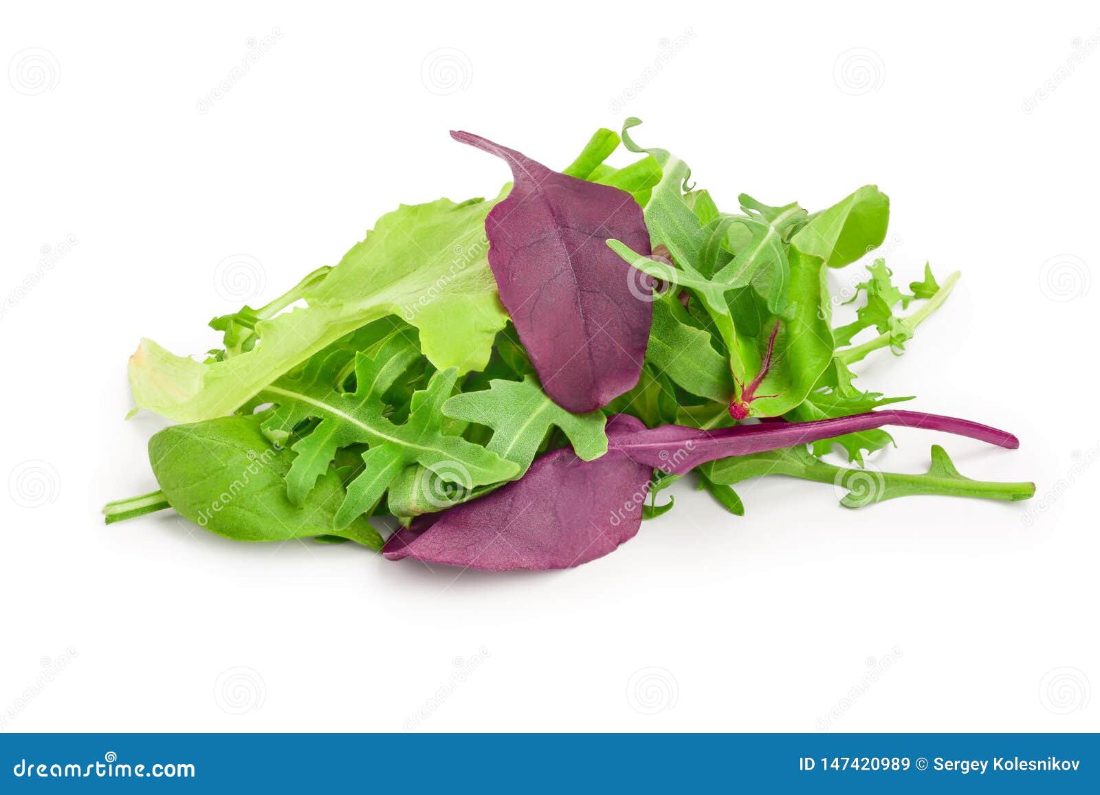 Mix of Different Salads Isolated on White Background Stock Image