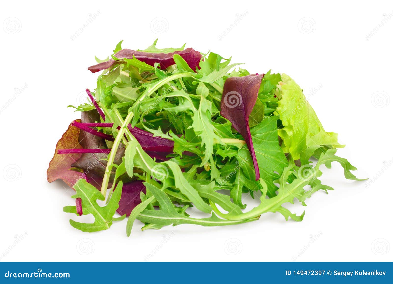 Mix of Different Salads Isolated on White Background Stock Image