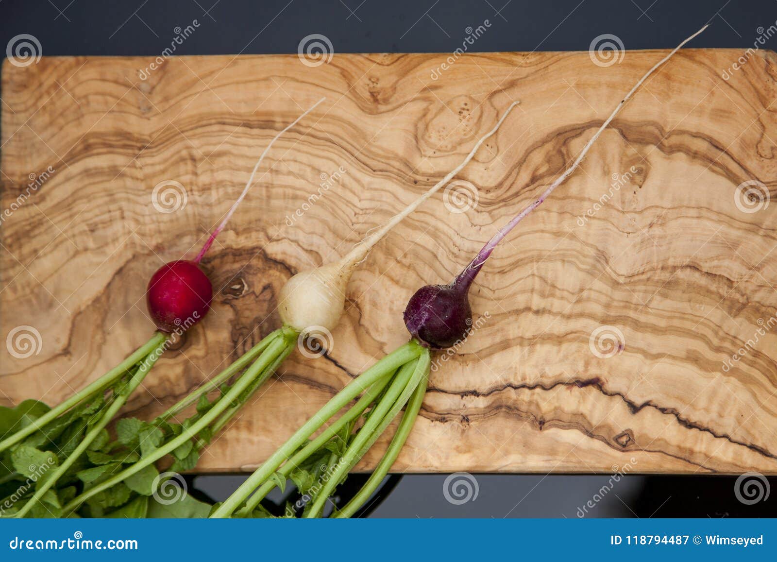 Radish Of Different Varieties White, Yellow, Red, Purple Lies On The
