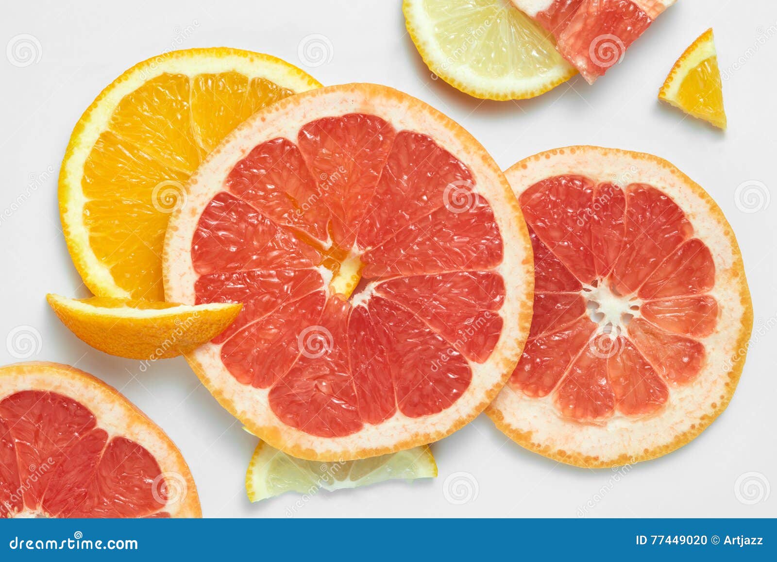 Mix Fresh Sliced Orange, Lemon and Grapefruit Stock Photo Image of