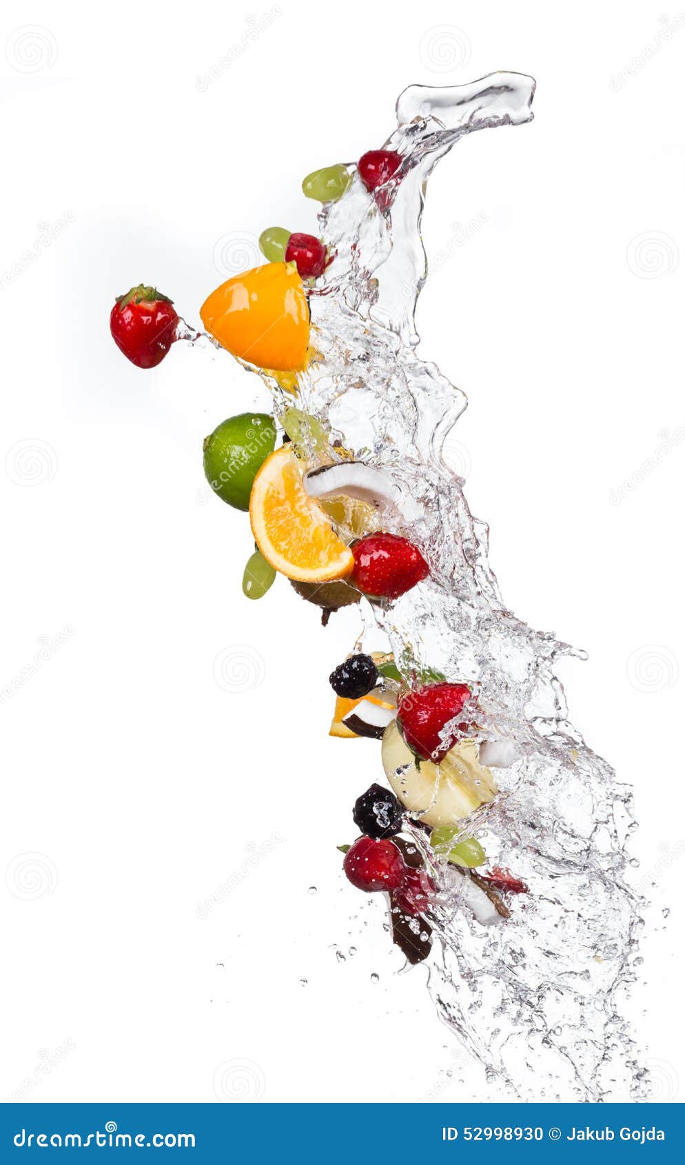 Mix of Fruits with Water Splashes on White Stock Photo Image of