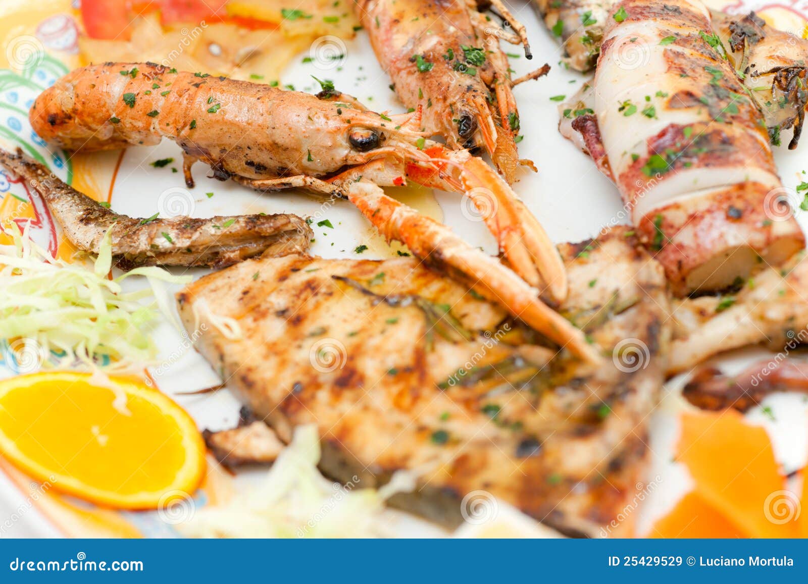 Mix Grilled Fish in a Decorated Dish. Stock Image Image of exotic