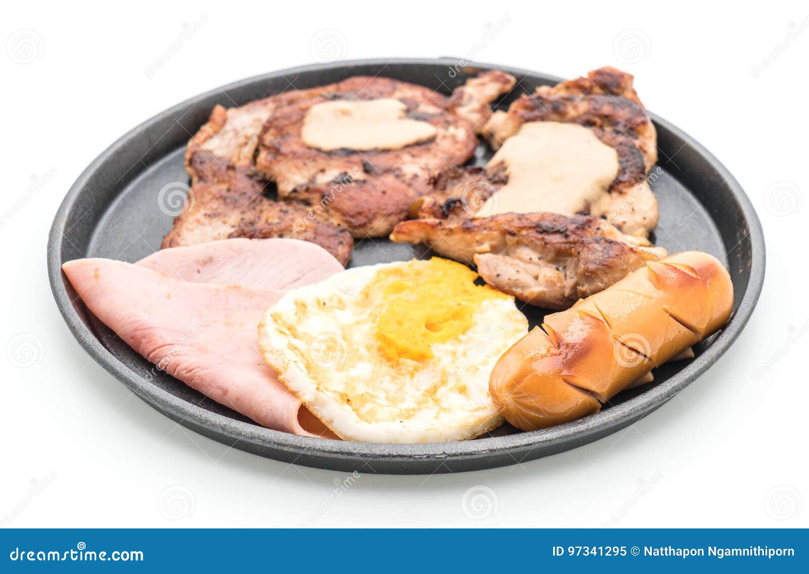 Mix Grilled Steak on Hot Plate Stock Image Image of meat, isolated