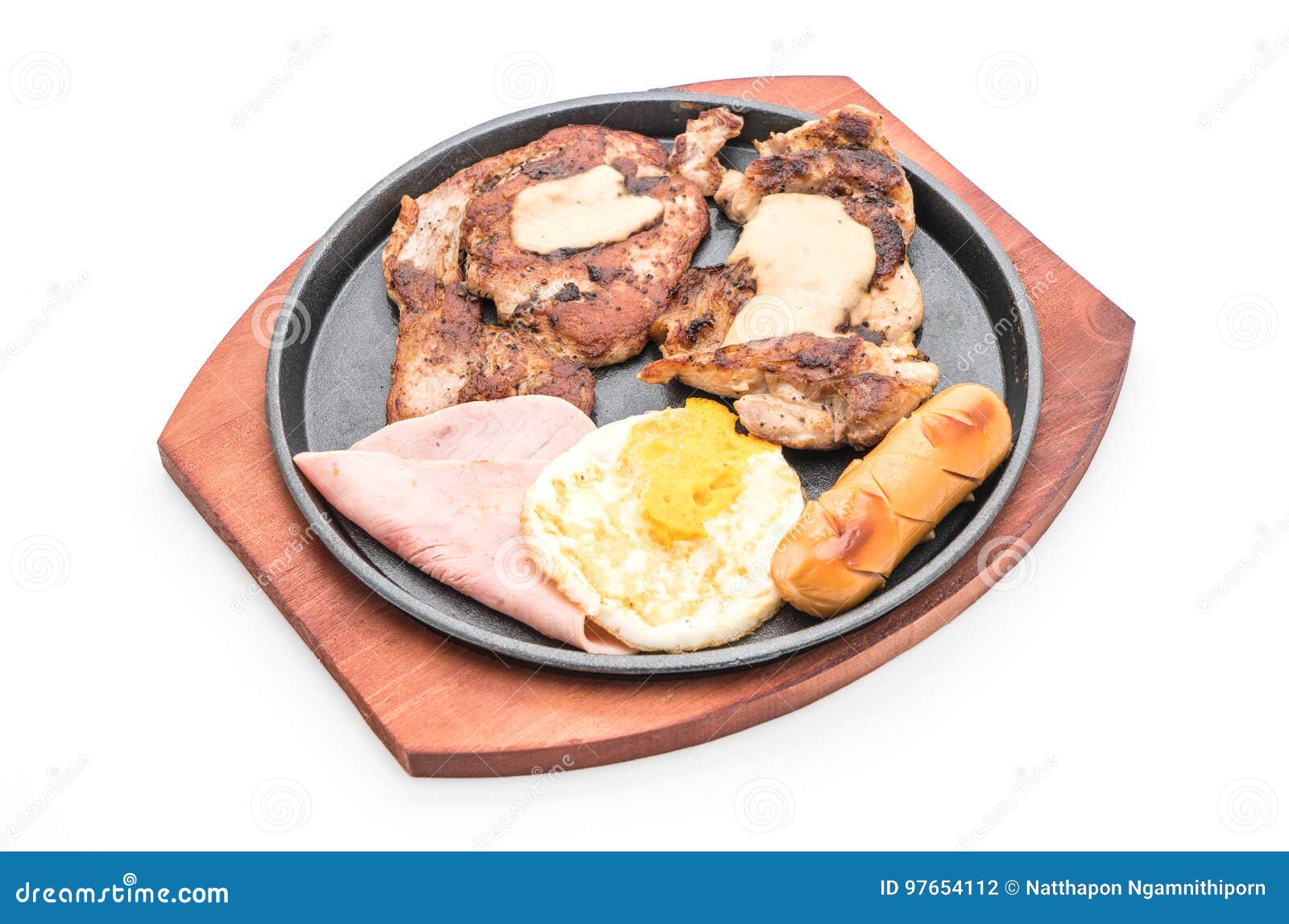Mix Grilled Steak on Hot Plate Stock Photo Image of chicken