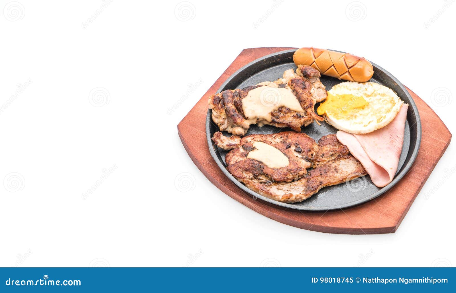 Mix Grilled Steak on Hot Plate Stock Image Image of pork, grilled
