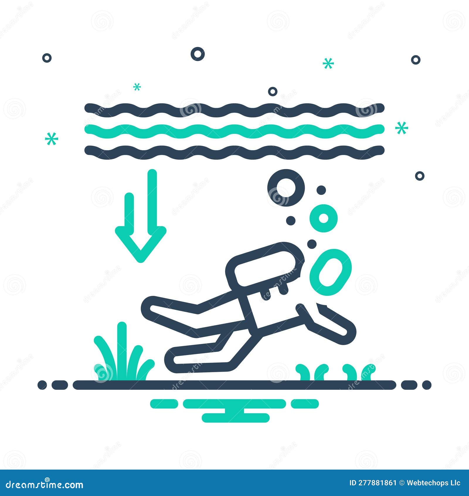 mix icon for depth, diving and underwater