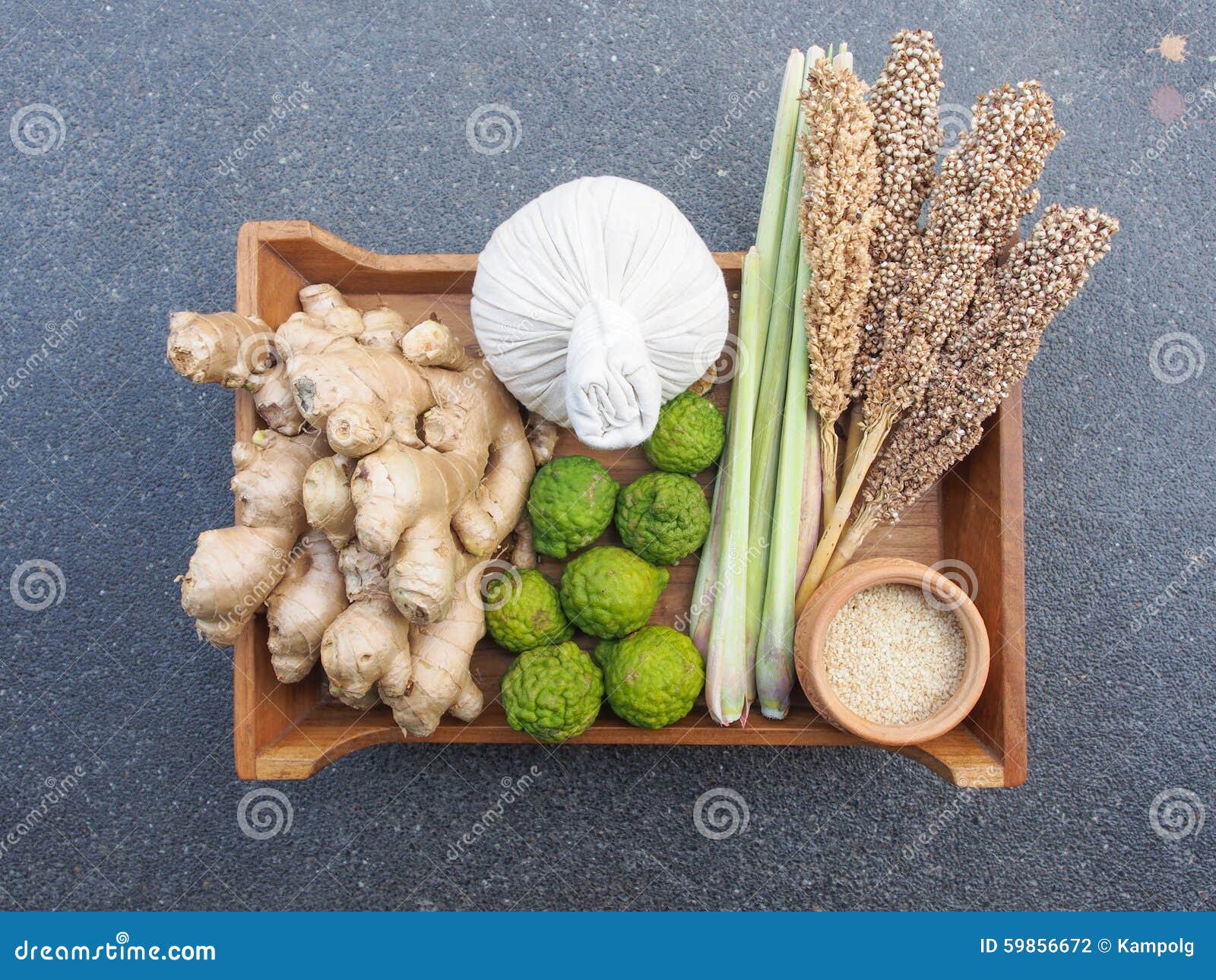 Mix Ingredient of Thai Herb for Spa and Massage Stock Photo Image of