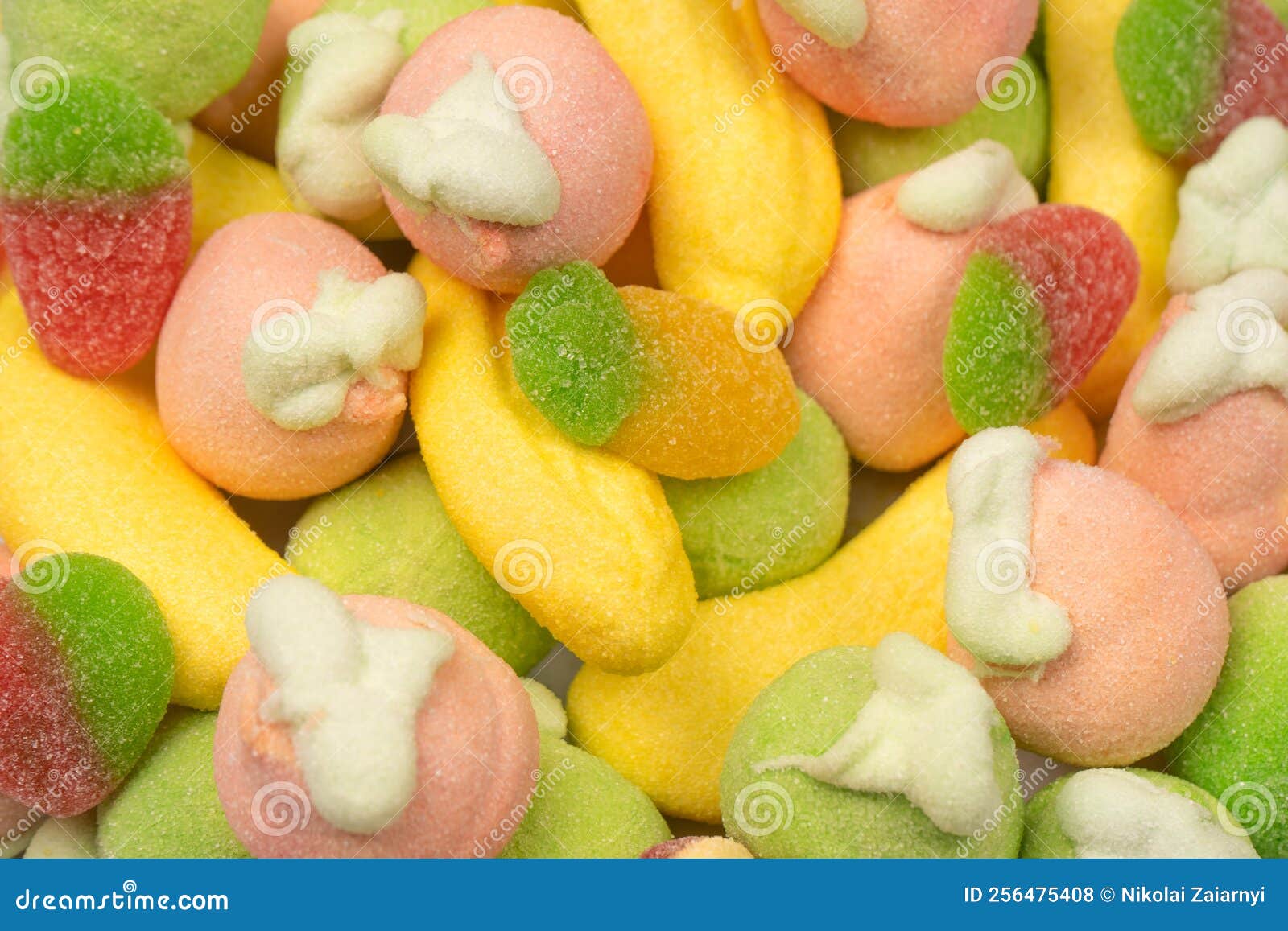 Mix of Jelly Candys and Marshmallows As a Background Stock Photo