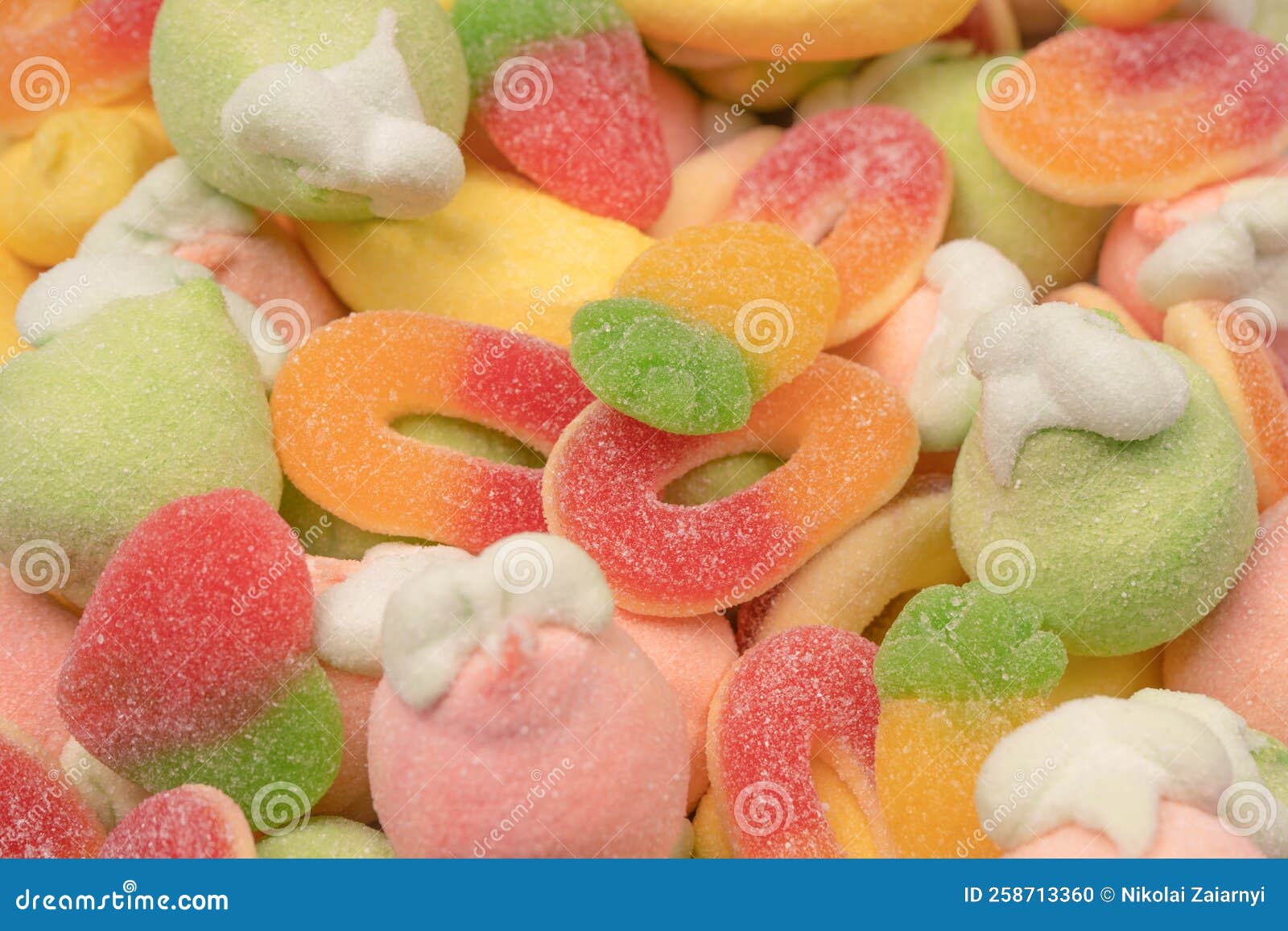 Mix of Jelly Candys and Marshmallows As a Background Stock Photo
