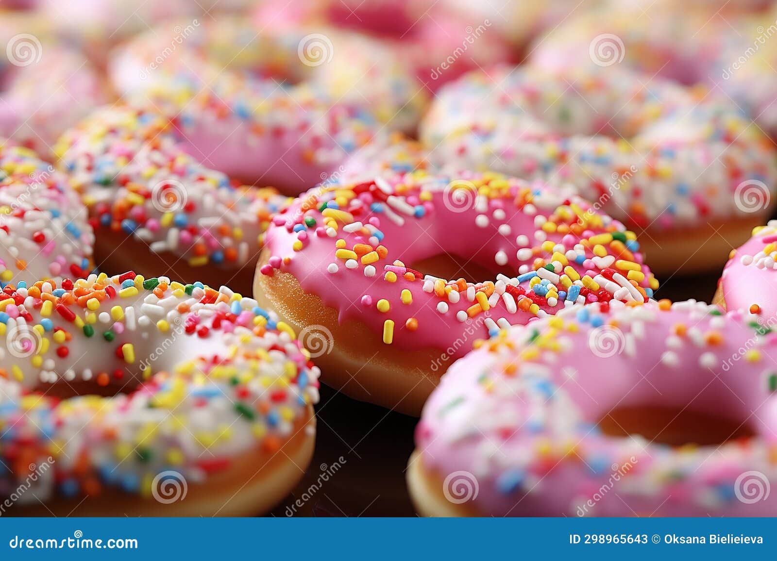 mix of multicolored doughnuts with sprinkel . glazed donut