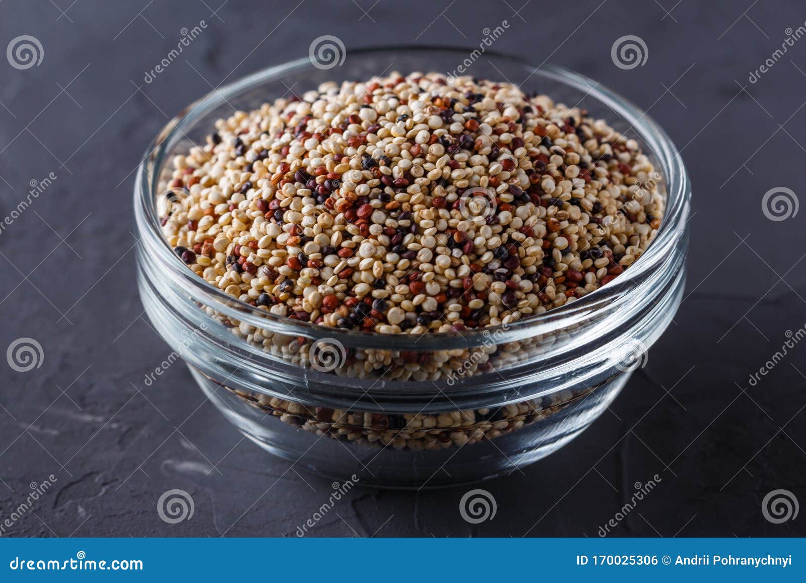 Mix of Quinoa Grains on a Dark Stone Background Stock Photo Image of