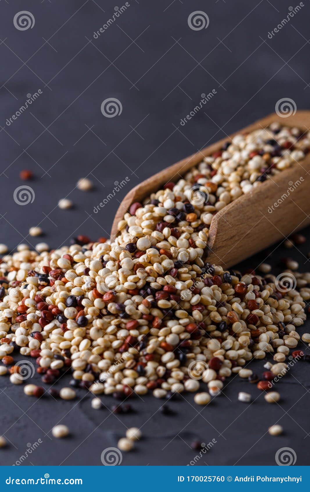 Mix of Quinoa Grains on a Dark Stone Background Stock Photo Image of