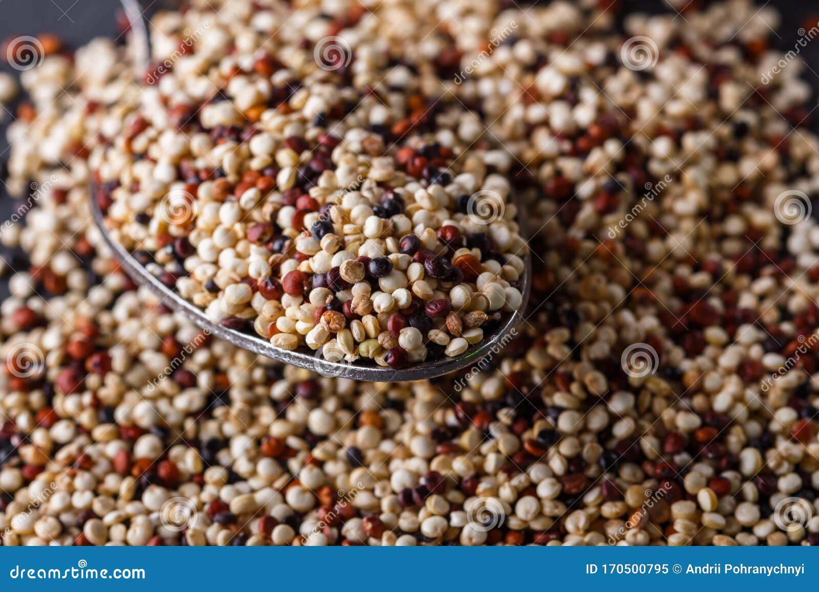 Mix of Quinoa Grains on a Dark Stone Background Stock Image Image of