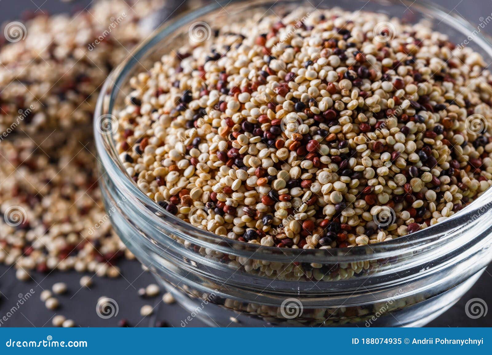 Mix of Quinoa Grains on a Dark Stone Background Stock Image Image of