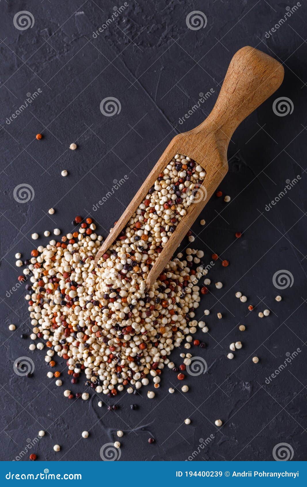 Mix of Quinoa Grains on a Dark Stone Background Stock Image Image of