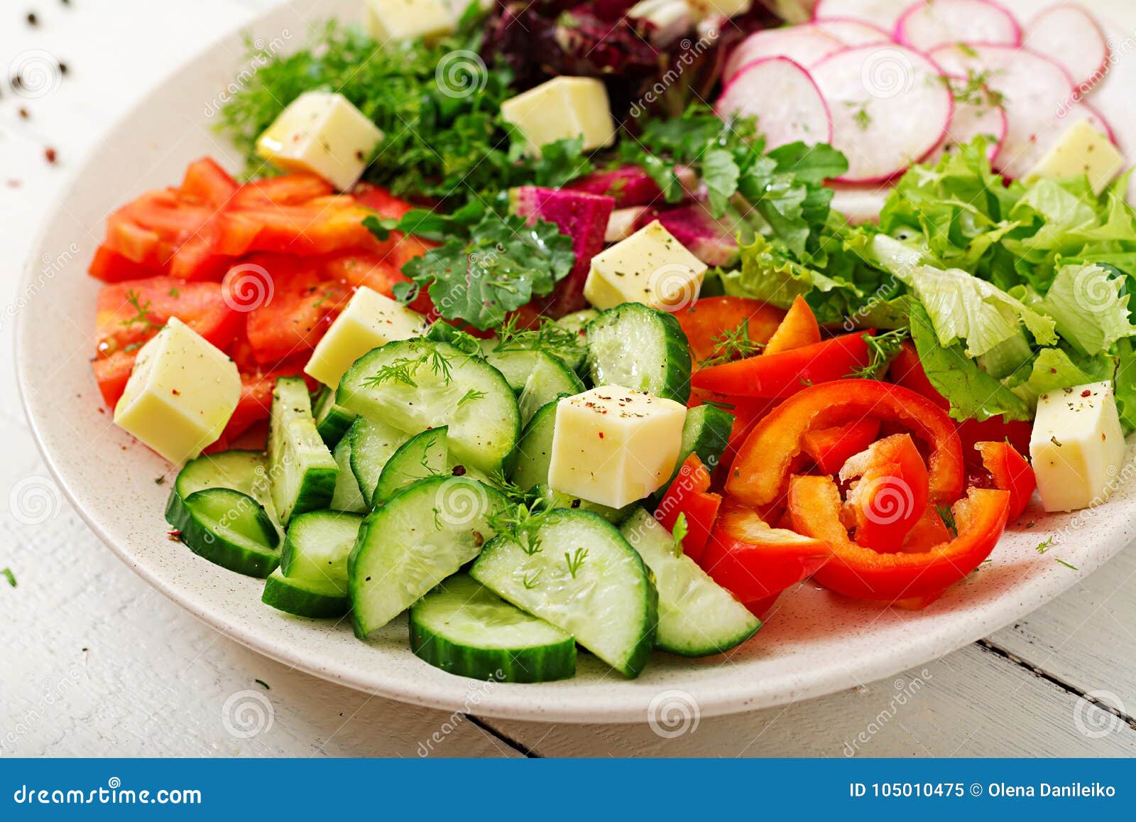 Mix Salad from Fresh Vegetables and Greens Herbs. Dietary Menu Stock ...