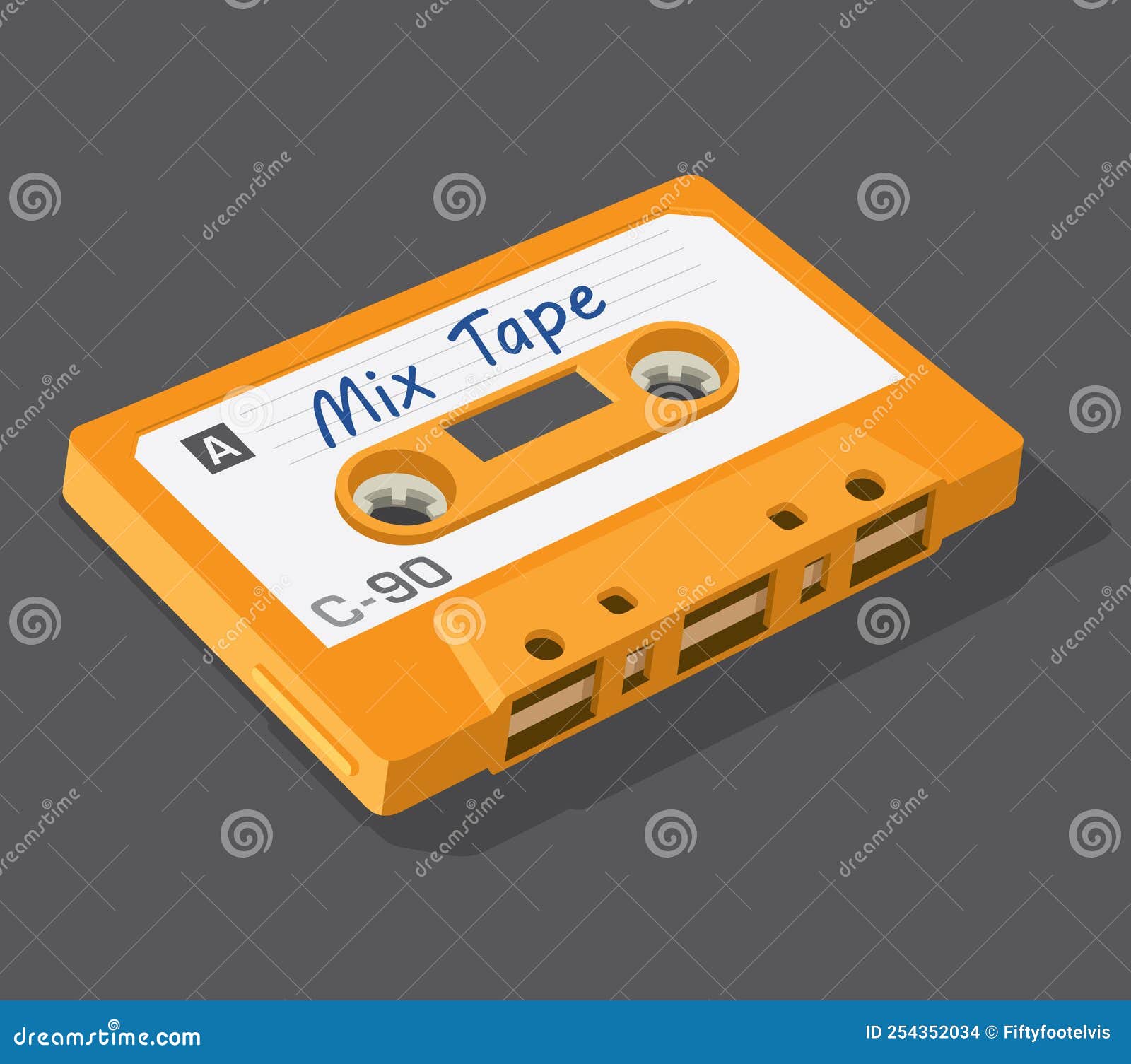 Vector Illustration of Vintage Cassette Tape Used To Make Mix Tape