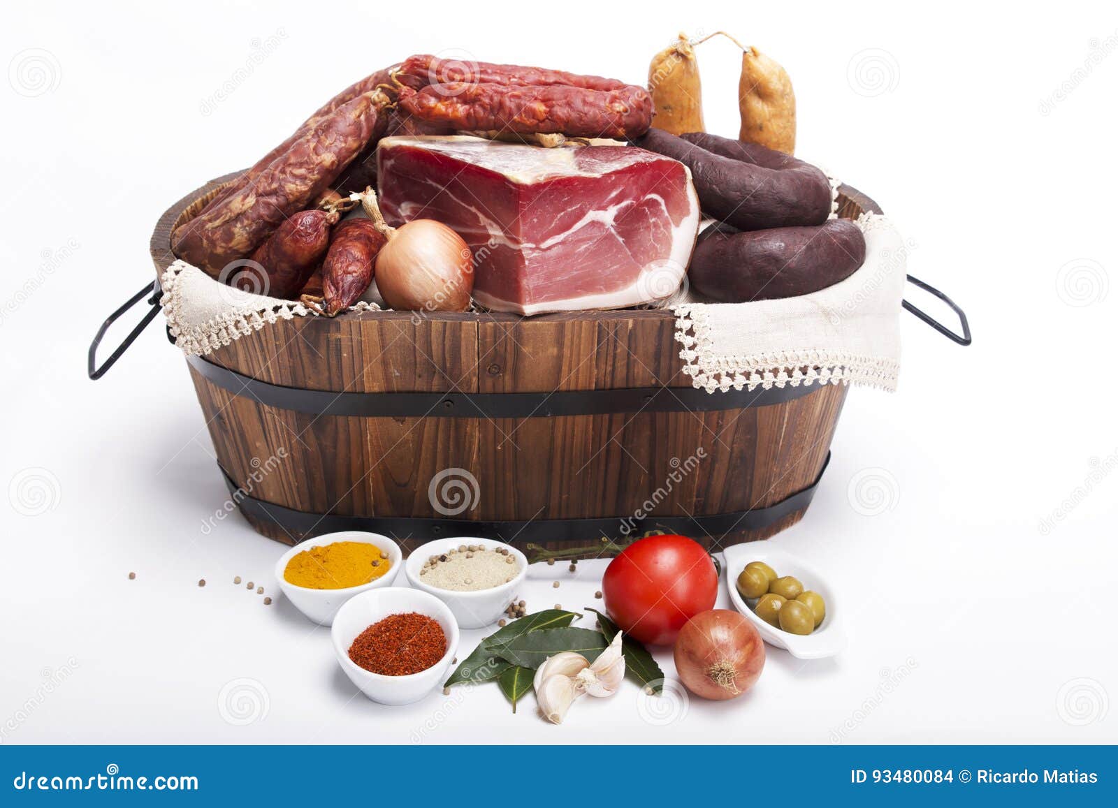 mix of tradicional portuguese food on a basket