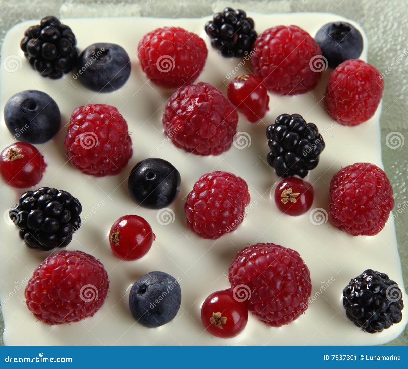 Mix of Varied Berries and Cream Stock Image Image of raspberries