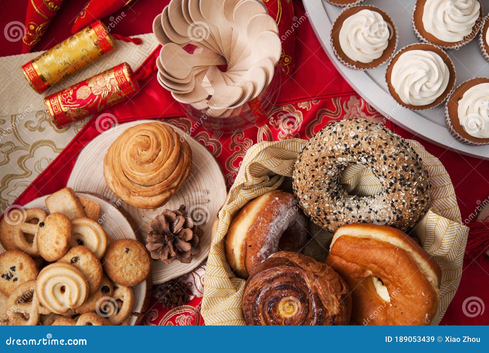Mixed bakery snacks table stock image. Image of cheese 189053439