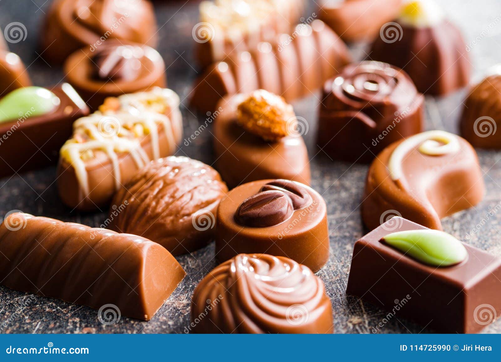 Mixed Belgian Pralines. Chocolate Truffles. Stock Photo Image of