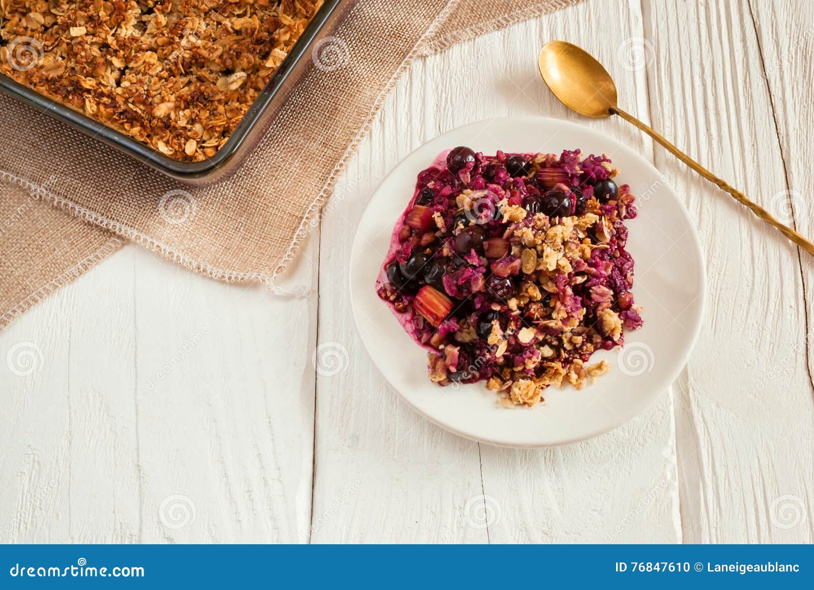 Mixed Berry and Rhubarb Crumble Stock Photo Image of juicy, granola