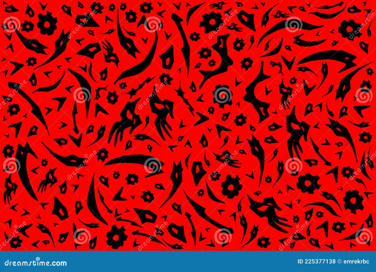 Mixed Black Shapes and Patterns on Red Background for Design Material or  Print Stock Illustration - Illustration of irregular, doodle: 225377138