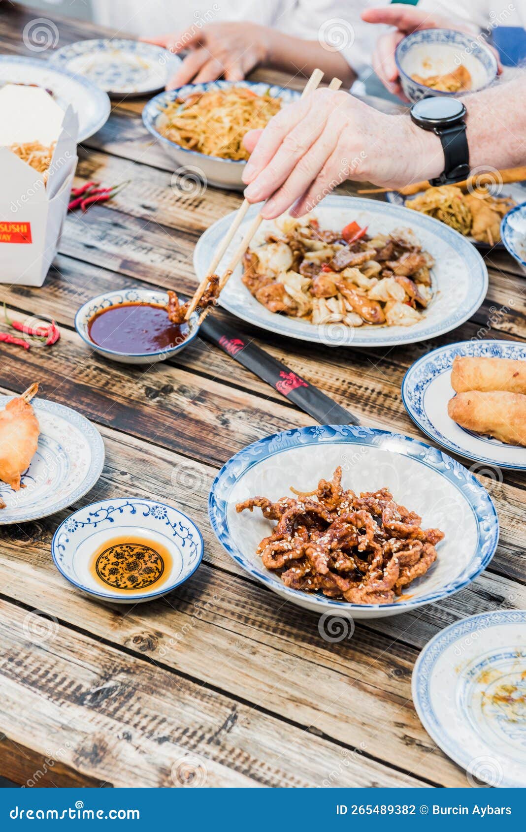 Mixed Chinese Food on Wooded Table Stock Photo Image of chinese