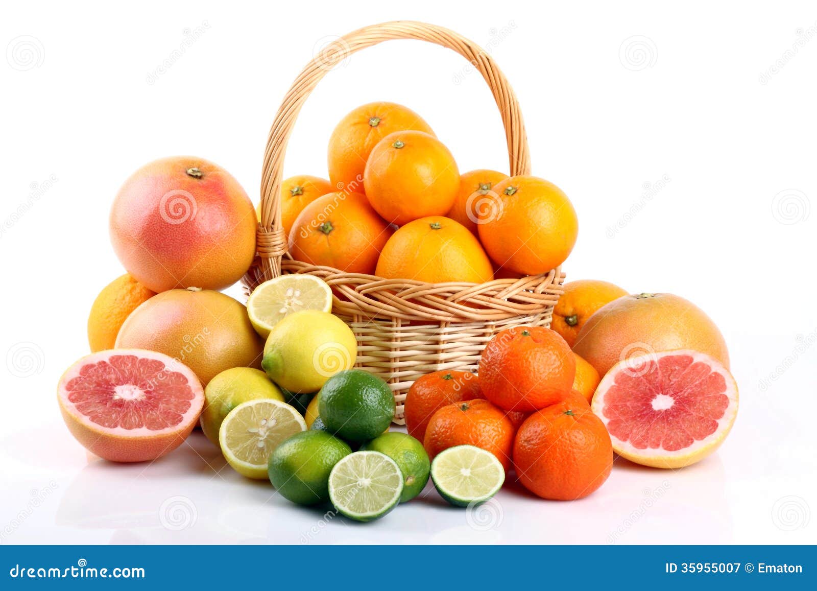Mixed Citrus Fruit In Wicker Basket Stock Image Image 35955007