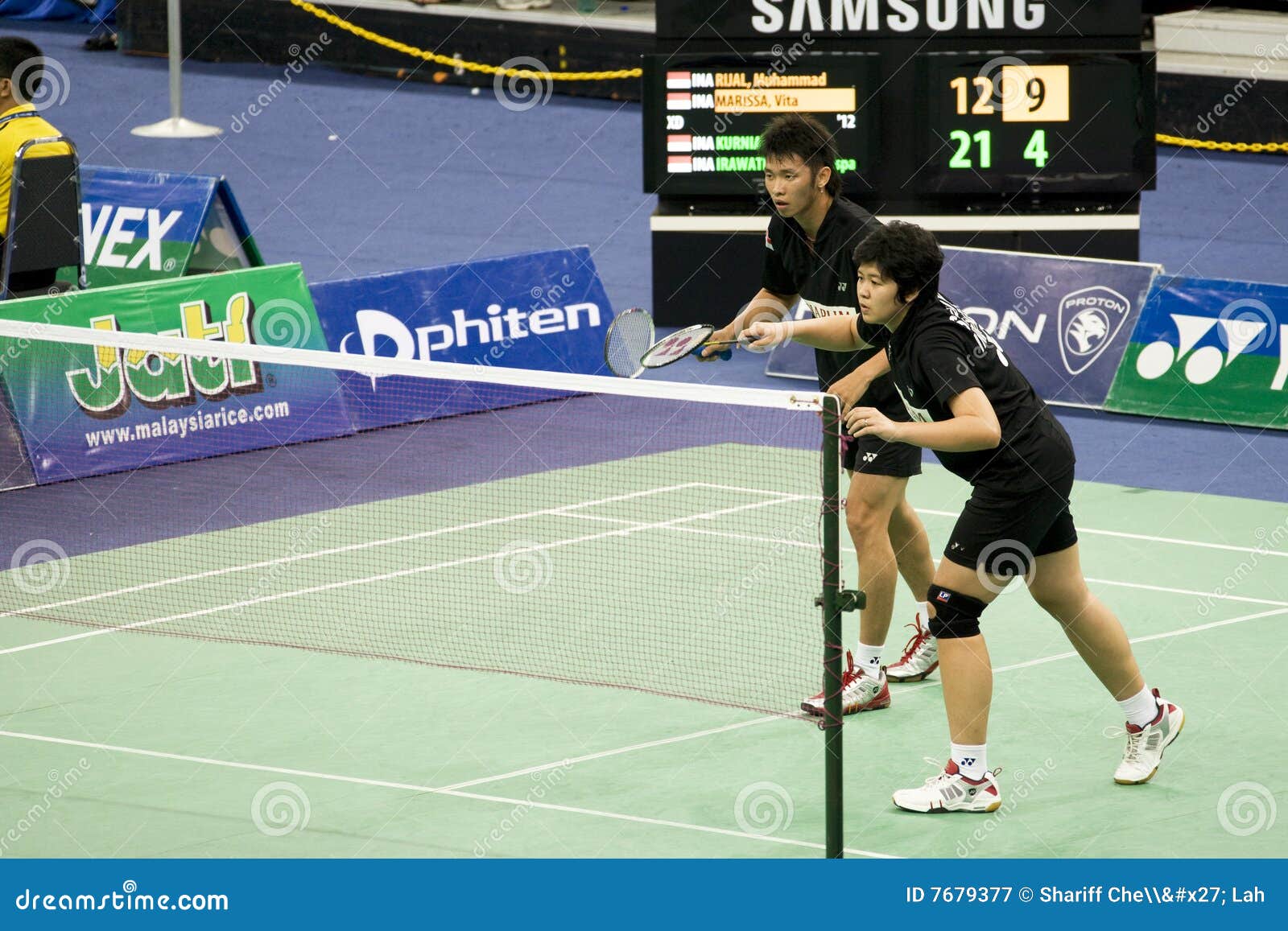 Mixed Doubles Badminton Kurniawan & Irawati Editorial Photography