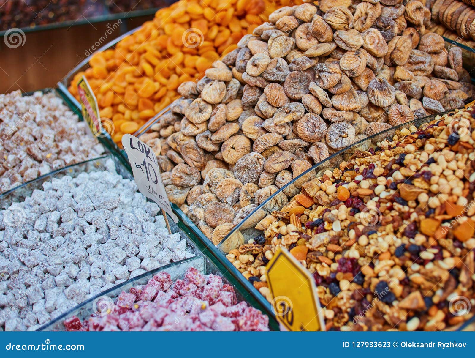 Mixed Dry Nuts .various Nuts, Grains Sold at the Bazaar Stock Image