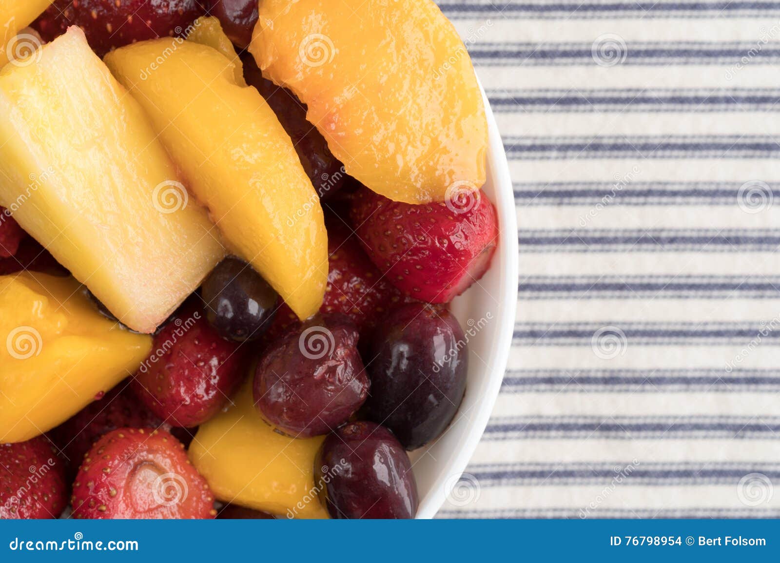 Mixed Fruit in a Bowl on a Tablecloth Stock Photo Image of