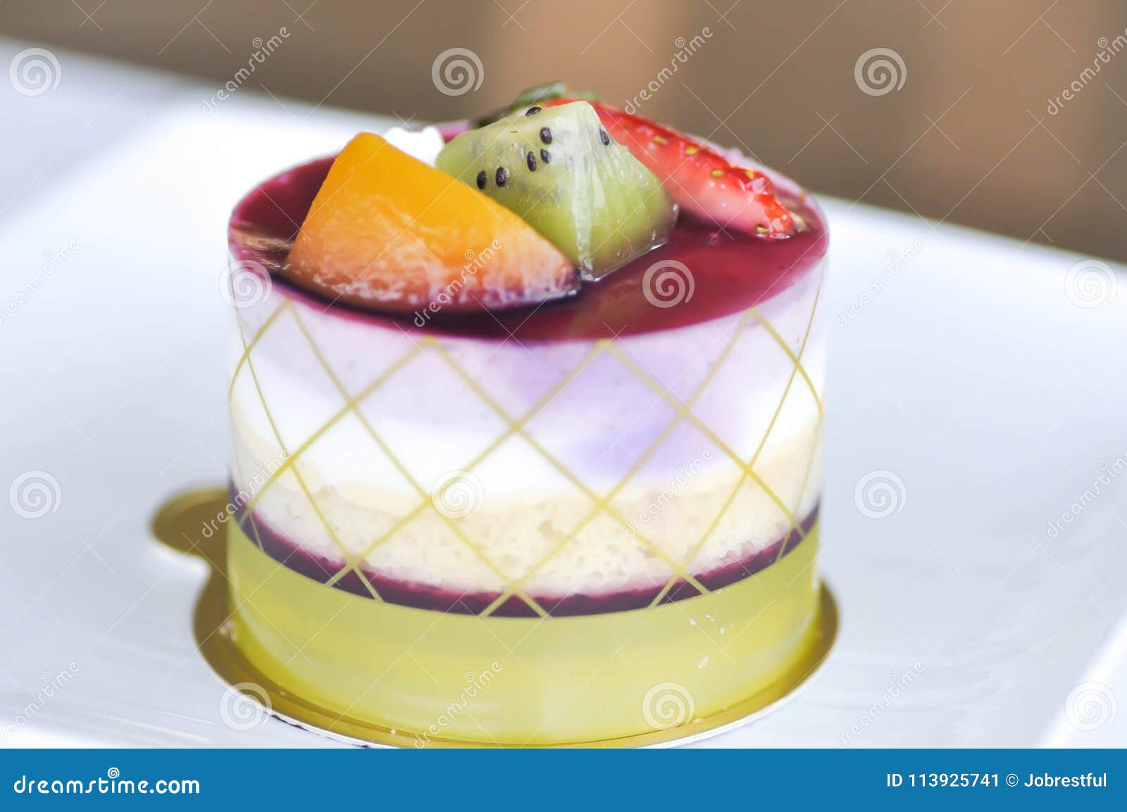 Download Mixed Fruit Cake Peach And Kiwi Fruit Cake Stock Image Image of serve