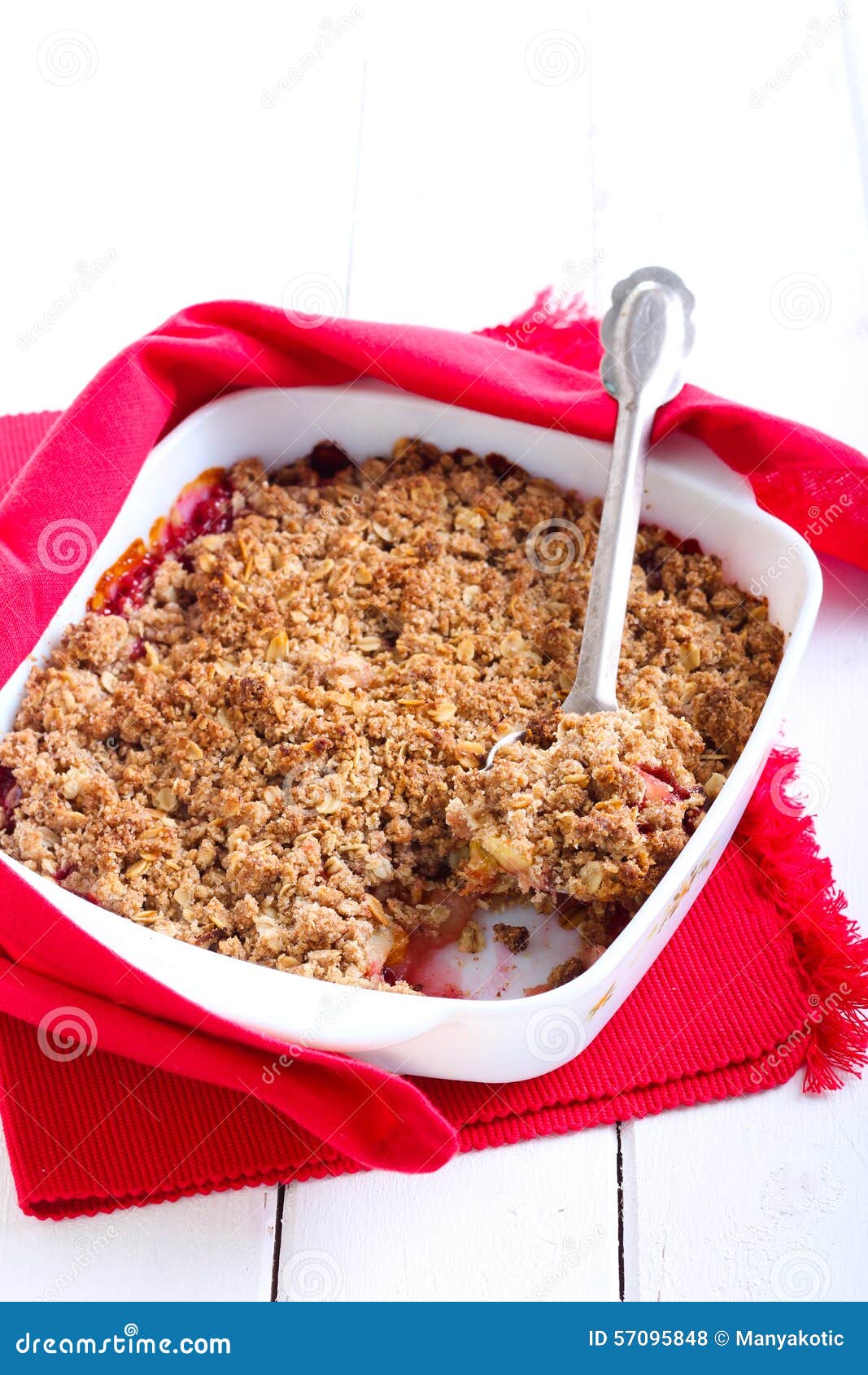Mixed fruit crumble cake stock photo. Image of dessert 57095848