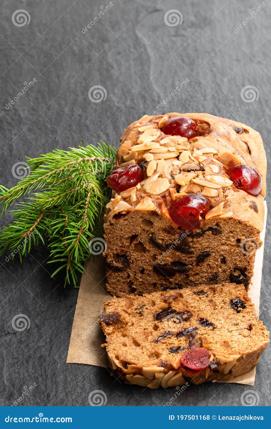 Mixed Fruit Loaf Cake on Black Stone Table Stock Photo Image of brown