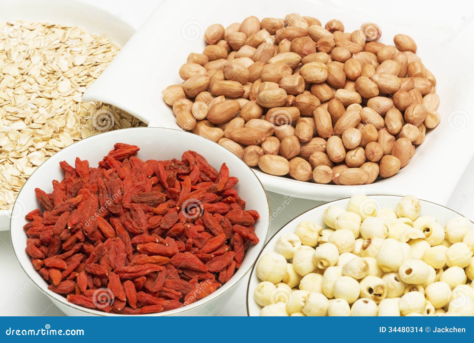 Mixed grains in bowls stock photo. Image of grain, bowl 34480314