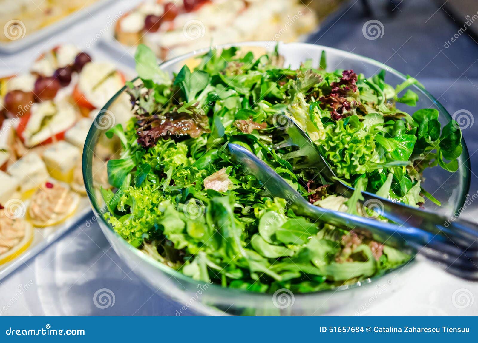 Mixed greens salad stock photo. Image of fresh, metallic 51657684