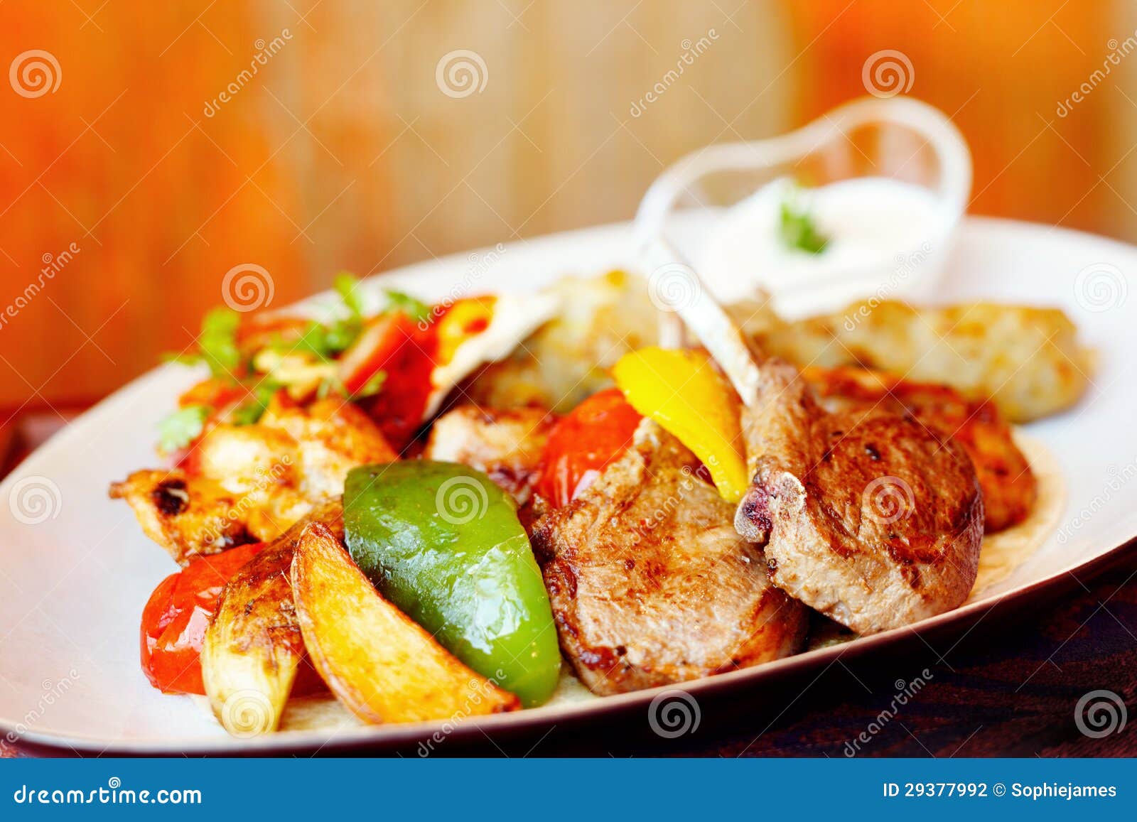 Mixed Grill Lamb Chops Chicken Capsicum Stock Photos Free & Royalty