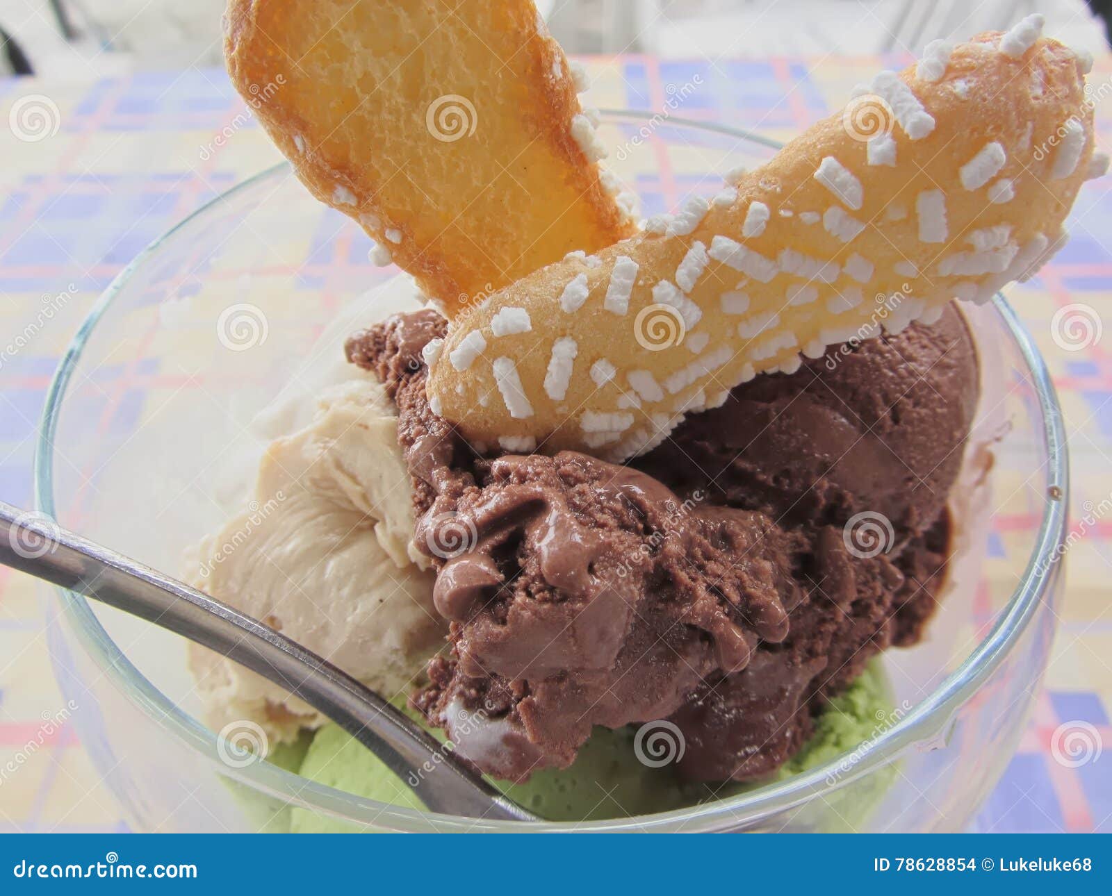 Mixed Ice Cream Scoops with Biscuits in Bowl Stock Photo Image of summer, assorted 78628854