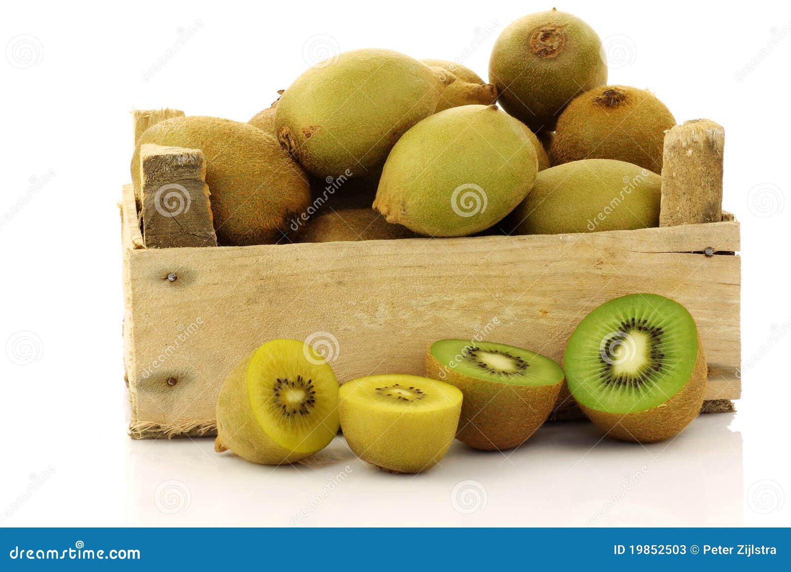 Mixed Kiwi Fruit in a Wooden Crate Stock Image Image of storage