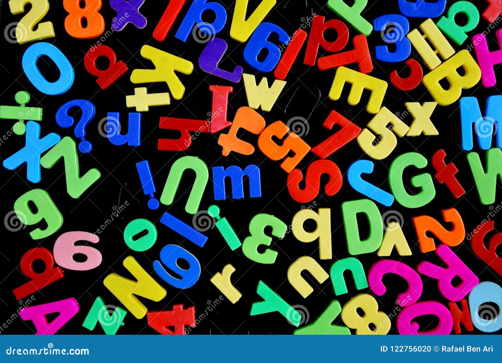 Mixed Letters and Numbers Scattered on Magnet Board Stock Photo - of colorful, game: 122756020
